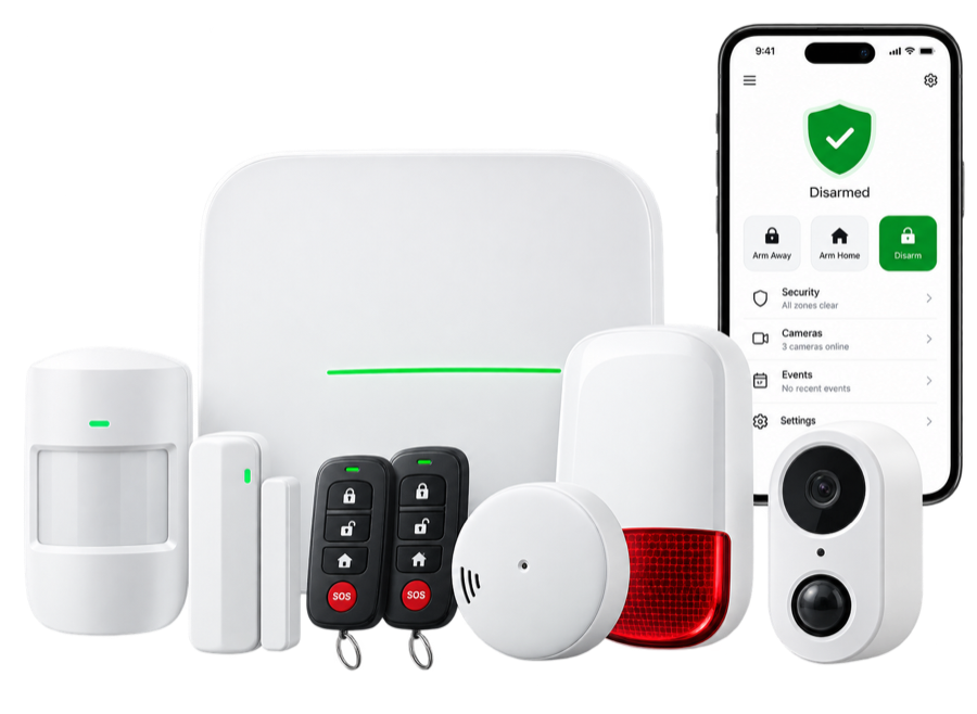Monitored alarm system kit with mobile app for NZ businesses