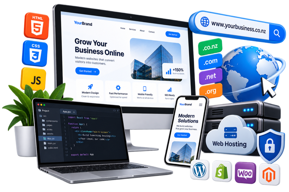 Website development, domains and web hosting for NZ businesses
